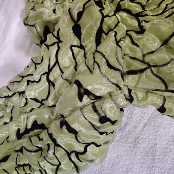 ALGO Textured Y2K L Floral Jacket Women’s Green Zip Up Raised Rose Pattern Retro - Picture 8 of 10